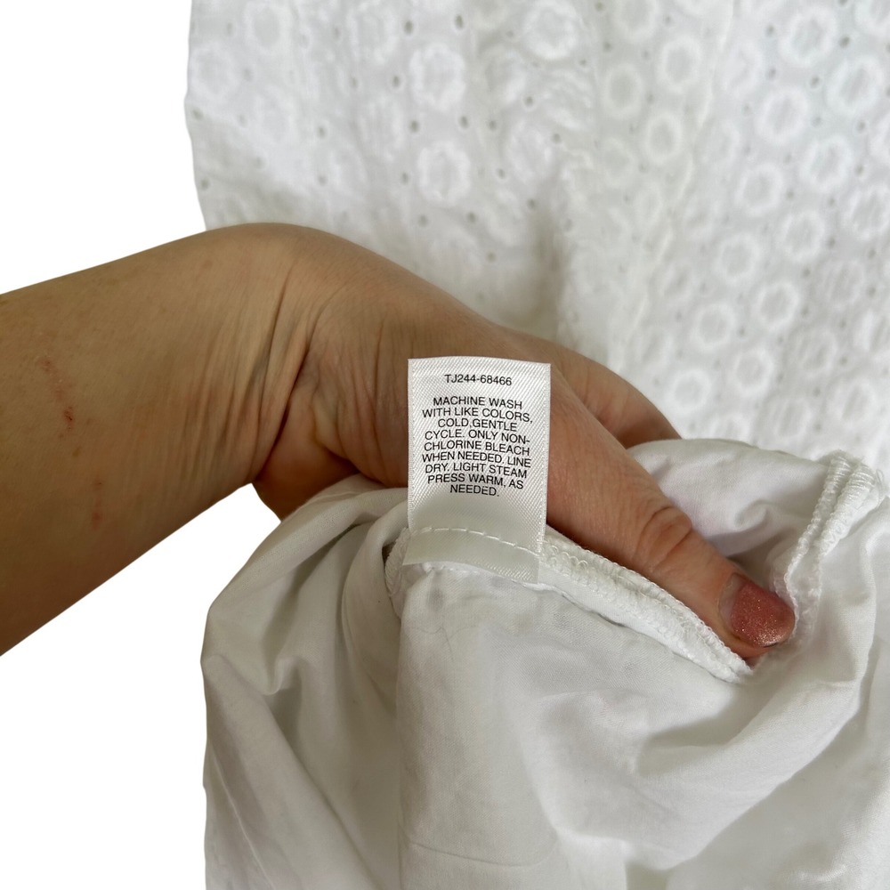 Pendleton Eyelet Lace Dress Women 12 White Cotton Sleeveless Shift V-Neck TJ244 - Picture 7 of 10